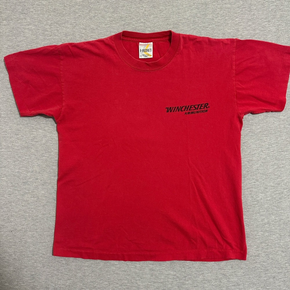 Vintage‎ Winchester Ammunition K-Products Single Stitch T Shirt Red Mens Large